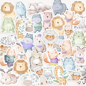20 adesivi mix di animali per bambini, adorabili safari, giungla, animali da fattoria, diario, album, pianificatore e regali