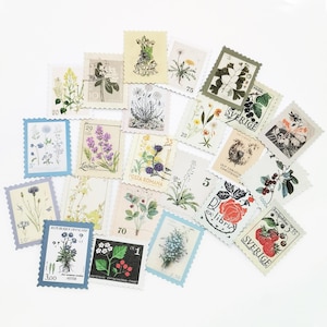 Vintage Blumen Stempel Aufkleber, Retro Blumen Aufkleber, Junk Journal, Natur Scrapbooking Zubehör