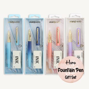 Hero Fountain Pen Ink Gift Set, Hooded Nib, 0.38mm, Journal Planner Pens - 6179A