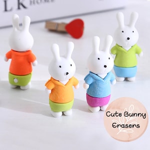 Cute Bunny Eraser, 4 PCs, Unique Stationery Gift, Stocking Fillers