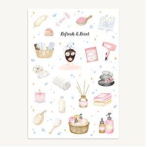 Feuille d'autocollants pour agenda, Soins personnels, Journée au spa, Détente, Tenir un journal, Fournitures de scrapbooking