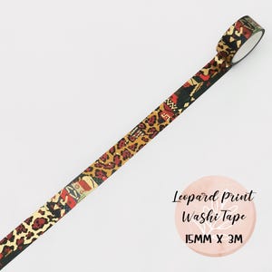 Leopard Print Washi Tape, 15mm Gold Foiled Animal Print Decorative Tape Roll, Scrapbooking, Journaling, Crafting Tape