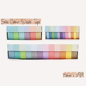 Set washitapes met effen kleur, slanke plannerrand in effen kleur, decoratieve knutseltape