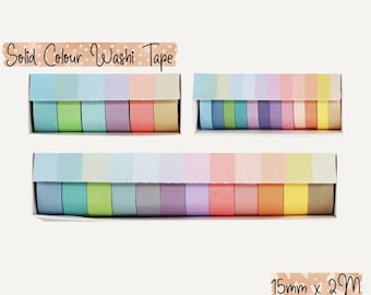 Solid Colour Washi Tape Set, Slim Plain Colour Planner Border, Decorative Journaling Crafting Tape