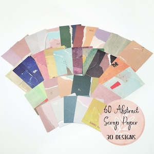 60 hojas de papel abstracto para scrapbooking, varios tamaños, para découpage impresionista, collage, diario, creación de tarjetas y manualidades.