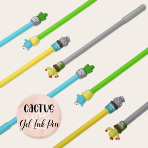 Cactus Gel Pen, Black Ink, 0.5mm, Back to School Supplies, Stationery Gift