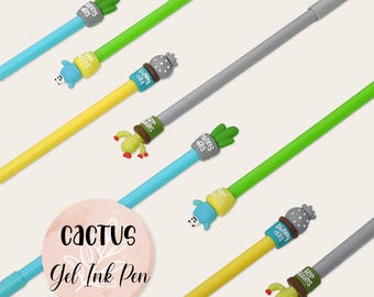 Cactus Gel Pen, Black Ink, 0.5mm, Back to School Supplies, Stationery Gift