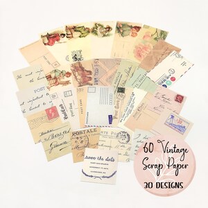 60 pezzi di carta da ritagli vintage, formato misto, per decoupage dell'età dell'oro, collage, journaling, scrapbooking