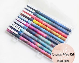 Journal Gel Pens, Cosmic Design, 6 or 10 Colours, 0.38mm Extra Fine Tip, Planner Pens