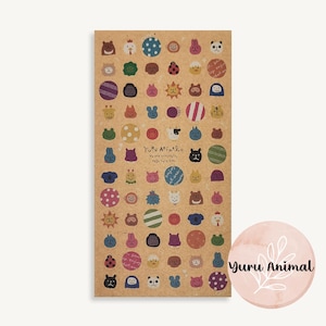 Feuille d'autocollants animaux mignons, papier kraft brun, tenue de journal, agenda, autocollants de scrapbooking