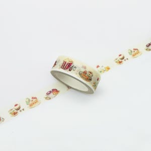 Rotolo di nastro washi con snack gastronomici retrò, 15 mm x 7 m, spuntini della vecchia scuola, bordo per planner, nastro decorativo per scrapbooking e journaling
