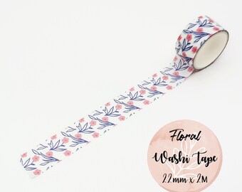 Cinta washi floral rosa, cinta decorativa de acuarela para scrapbooking, diario, planificadores y manualidades.