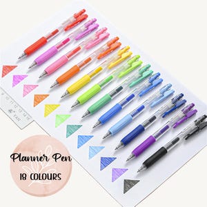 Journal Gel Pens, 18 Colours, 0.5mm Fine Tip, Planner Pens, Metallic & Standard Shades