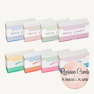 Revision Flashcards, Study Index Record Cards, 150 Cards, Lined, Grid Study Cards