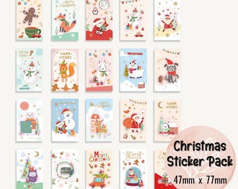 Cute Christmas Sticker Pack with Christmas Themed Paper, Santa, Winter Animals, Card Decorating, Scrapbooking & Journaling Supplies