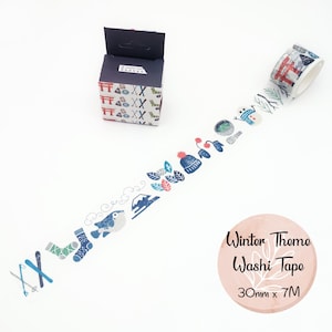 Winter Washi Tape, Cosy, Snowman, Wide Scrapbooking Tape, Decorative Crafting, Journaling, Planner Tape