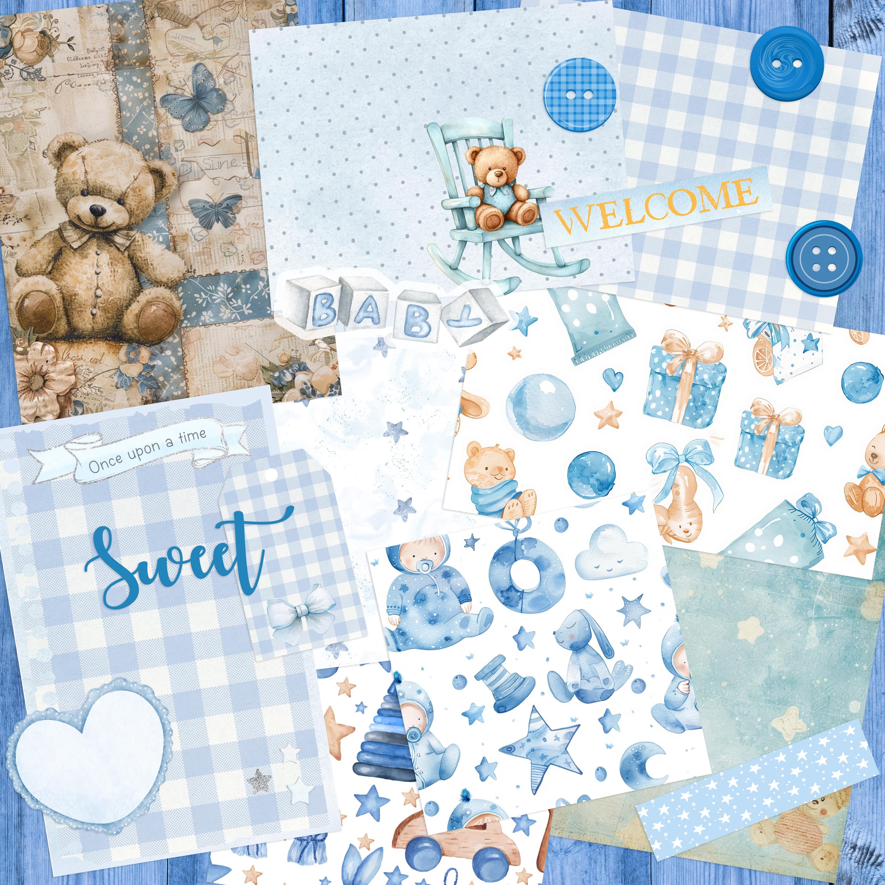 Paper Baby Kit Baby Boy Journaling Pack, Newborn Scrapbook Mixed Pack, Sticker Scrappy ...