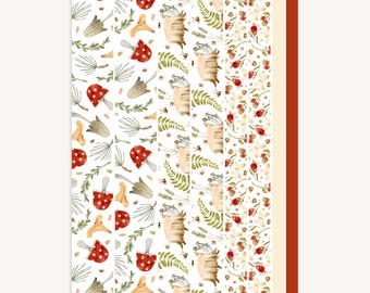 Woodland Washi Strips: Mushroom, Floral, Butterfly - Scrapbooking Stickers