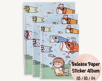 Reusable Sticker Book: Washi Tape Organizer, Kawaii Anime Cover