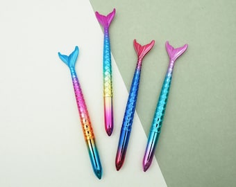 Mermaid Tail Gelstift, Schwarze Tinte, Regenbogen Metallic, Geschenk für Schreibwaren