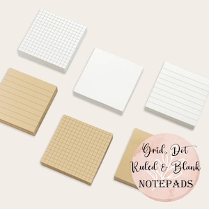 Bloc-notes simple, points, quadrillage, ligné et vierge, bloc-notes minimaliste, noir et blanc, 100 feuilles