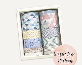 Geometric Washi Tape Set: Vibrant Crafting Tape, Planner Scrapbook Decor