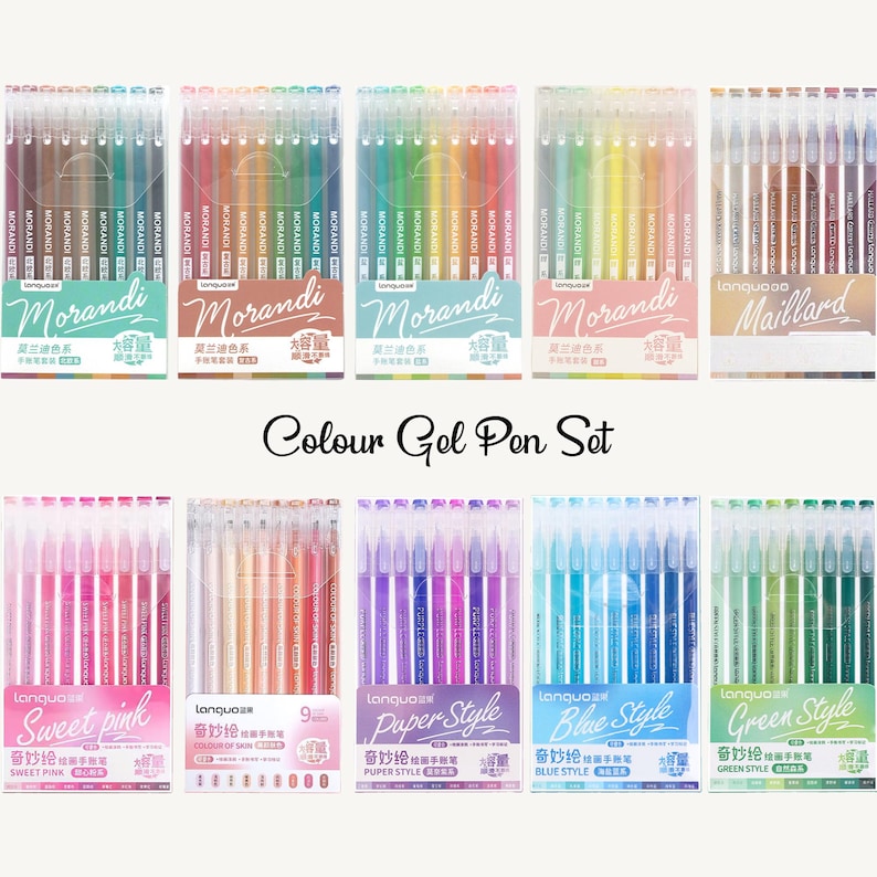 Manga Drawing Colouring Gel Pen Sets, Journal Planner Pens, 0.5mm Fine Nib, Stationery Gift