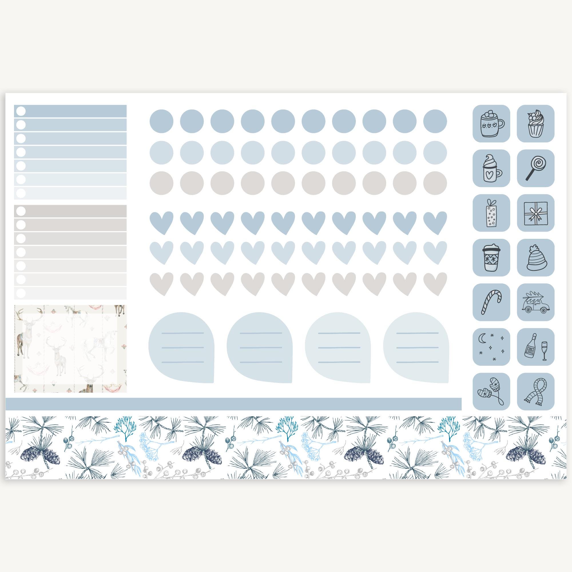 Winter Planner Sticker Sheet - Hobonichi Cousin Weekly, Boxes, Dots ...