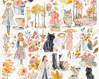 Herbst Aquarell Aufkleber: Herbst Planer, Journal, Scrapbook