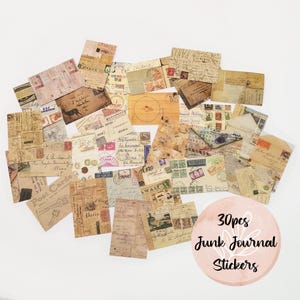 Vintage Postcard Stickers, Retro Themed Junk Journal, Scrapbooking Supplies