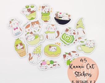 Foodie Cat Sticker Pack for Journaling, Planner, Scrapbooking