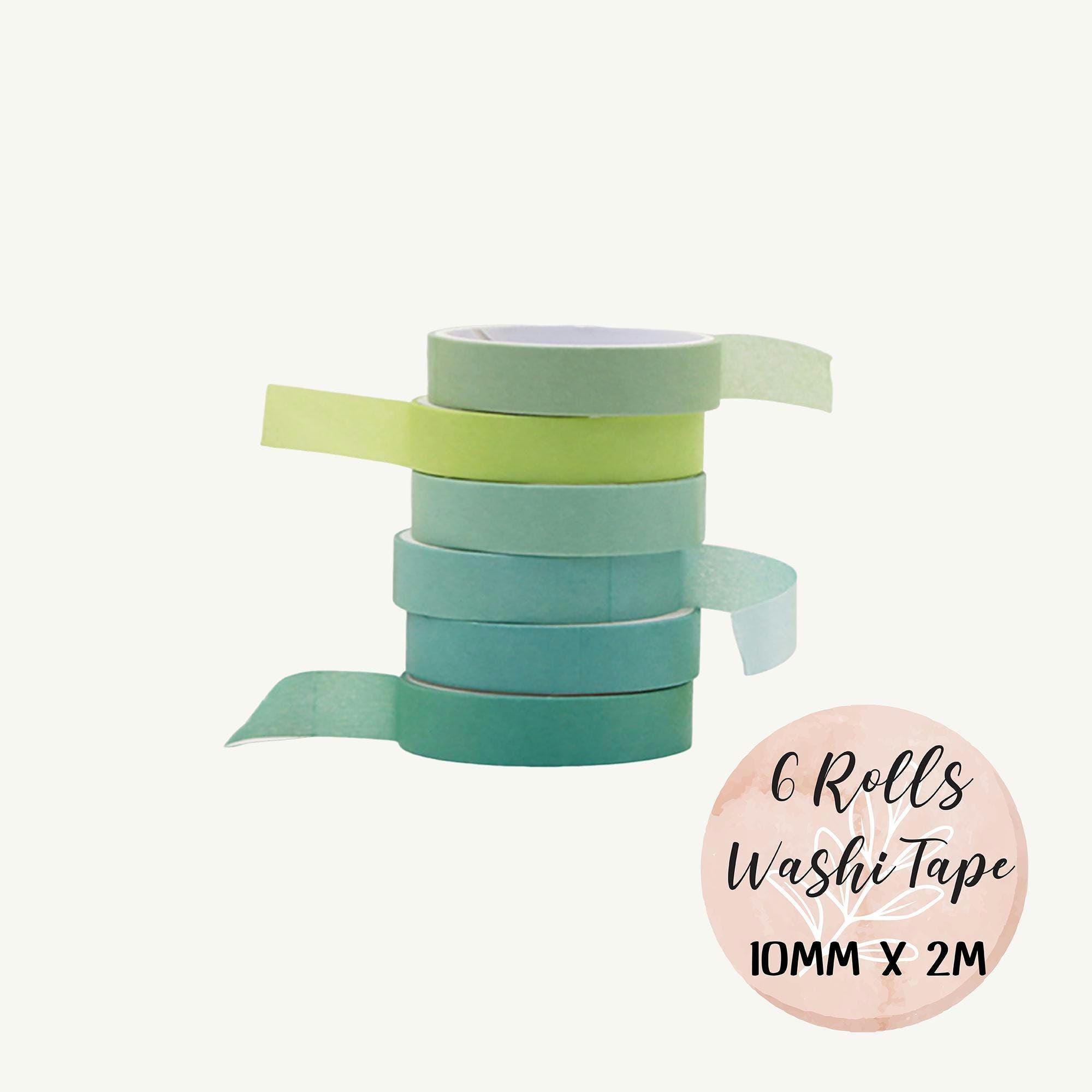 Plain Green Washi Tape Set, 10mm Solid Colour Planner Border Tape, Journaling, Scrapbooking, Gift Wrapping