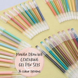 Manga Drawing Colouring Gel Pen Sets, Journal Planner Pens, 0.5mm Fine Nib, Stationery Gift