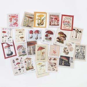 Stickers tampons champignon, champignon, stickers style vintage champignon vénéneux, journal indésirable, fournitures de scrapbooking