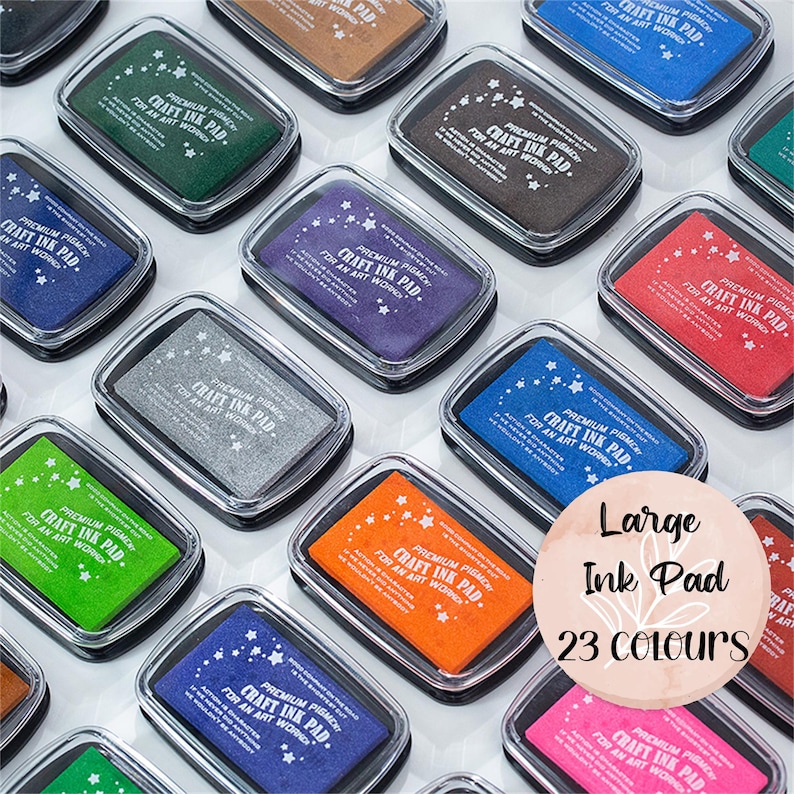 Premium Pigment Ink Pad – Large Size – 23 Vibrant Colours for Stamping, Scrapbooking & DIY Crafts