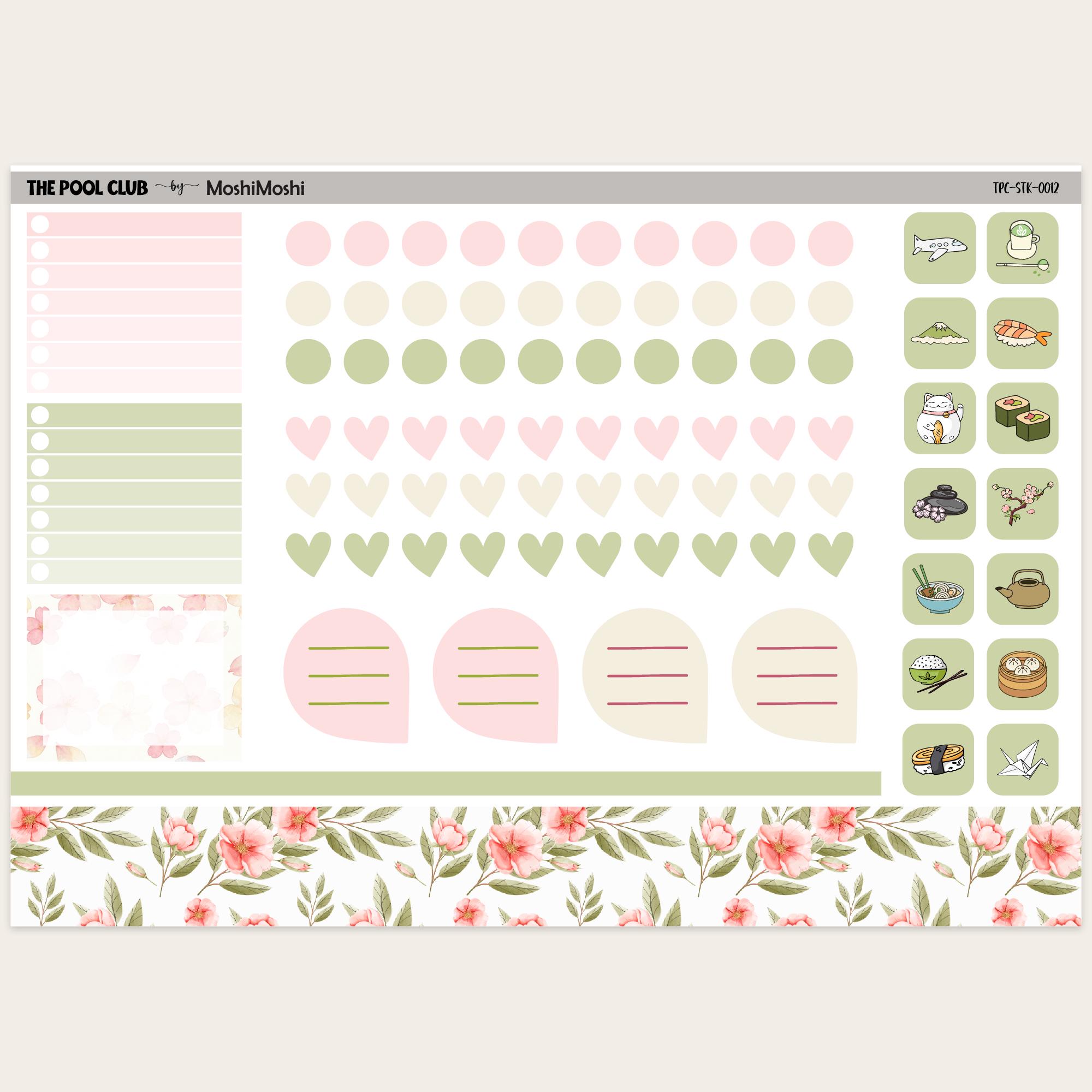 Sakura Spring Planner Sticker Sheet, Cherry Blossom Hobonichi Cousin ...