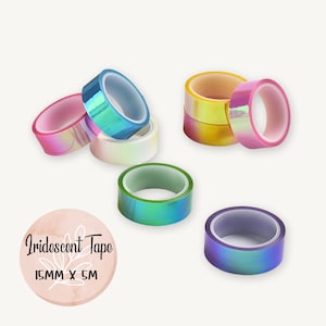 Irisierendes Farbband, Metallic Masking Tape, 5 M, 15 mm Breite, irisierendes Farbband, Geschenkverpackung, Art Journaling Bastelbedarf