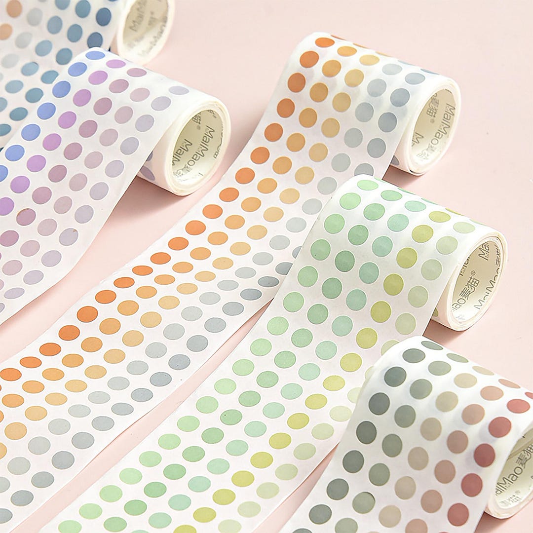 Sticker Dot Pattern Washi Dot Sticker Roll, 8 Colour Options, Precut Dots for Journals ...