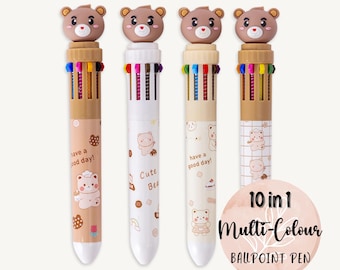 10-in-1 Multi-Colour Bear Ballpoint Pen, Stationery Gift