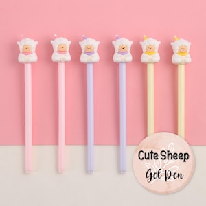 Penna gel, design a forma di pecora, tema animale carino, regalo di cancelleria originale, inchiostro nero, riempitivi per calze