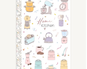 Pastel Kitchen Sticker Sheet: Baking & Cooking Tools, Journaling