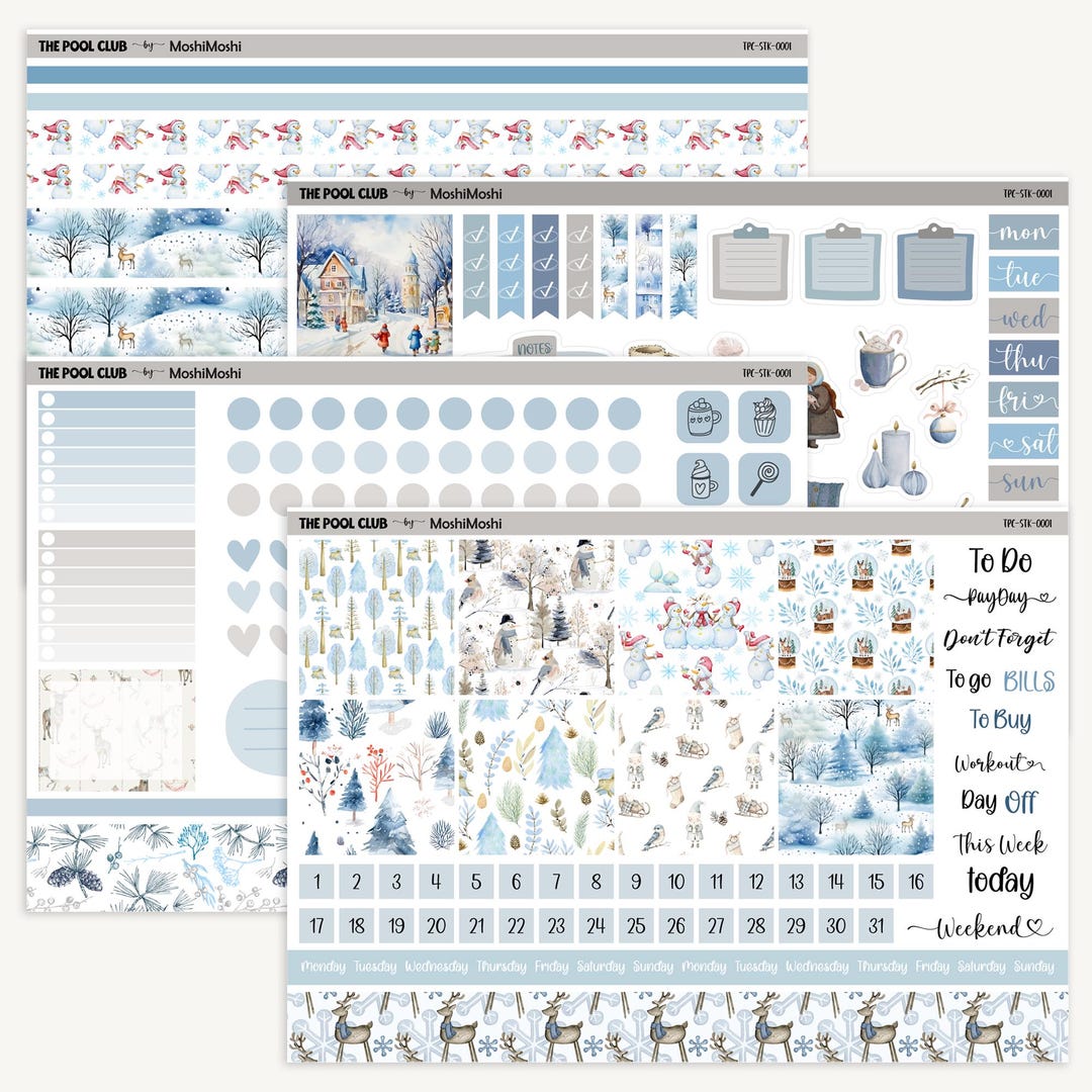 Winter Planner Sticker Sheet - Hobonichi Cousin Weekly, Boxes, Dots ...