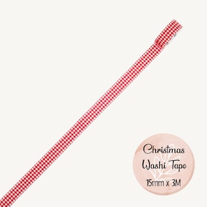 Red Gingham Washi Tape, Christmas Scrapbooking Tape, Decorative Crafting, Journaling, Planner Tape