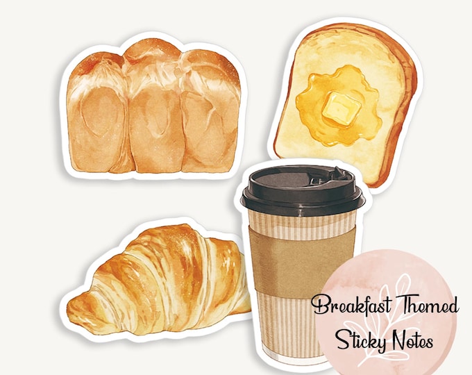 Breakfast Themed Sticky Notes, Memo Notes for Morning Planners and Food Lovers