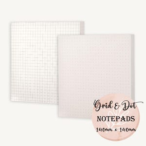 Dot and Grid Notepad, 140mm x 140mm, Simple Minimalist Memo Pad, Black and White, 100 Sheets