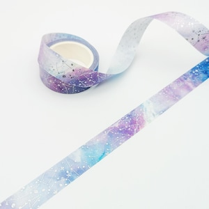Rotolo di nastro washi con costellazioni galattiche, 15 mm x 5 m, lamina argentata, nastro per planner, nastro decorativo per scrapbooking e journaling