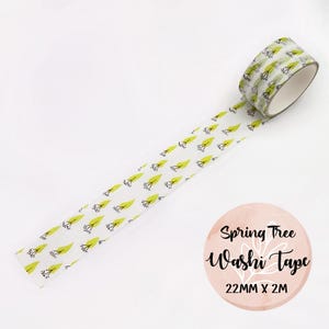 Spring Tree Washi Tape, Botanical Decorative Tape for Scrapbooking, Journaling, Planner Boarder, and Crafting