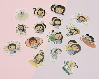 Kawaii Anime Girl Washi Stickers: Planner Scrapbook Decals