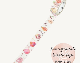 Pomegranate Washi Tape: Botanical Scrapbooking Craft Tape