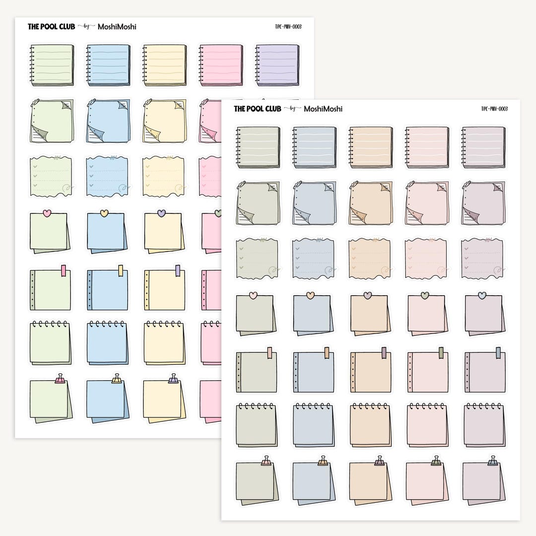 Mini Notepad Sticker Doodle Notepads Stickers, Planner Sticky Notes, Memo Pads Sticker Sheet ...